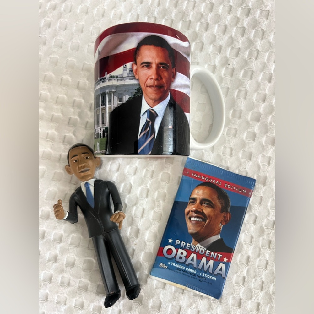 President Obama Ceramic Mug and Collectible Set - Red, Blue, White